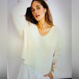 Jenni Kayne Cropped Cotton Cabin Sweater Ivory